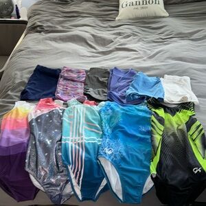 Girls gymnastics leotards and shorts